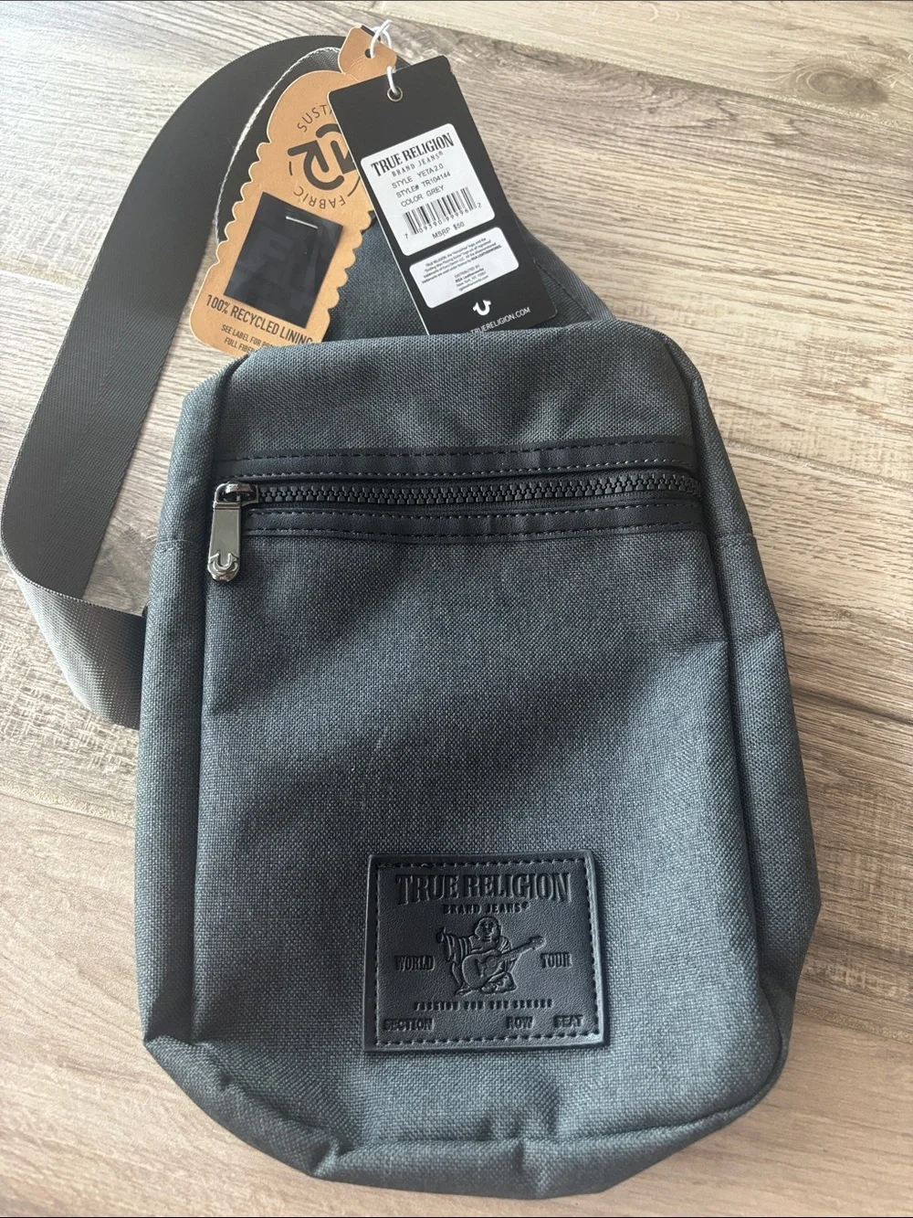 True Religion Gray Men's Sling Belt Bag
